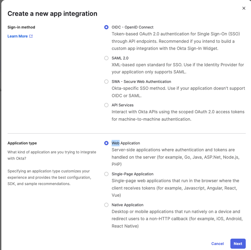 Create App Integration